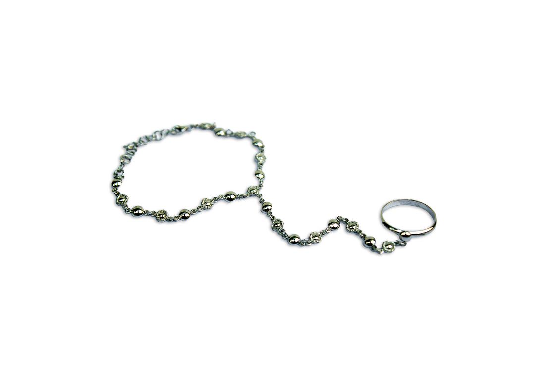 "Silver hand chain slave bracelet"