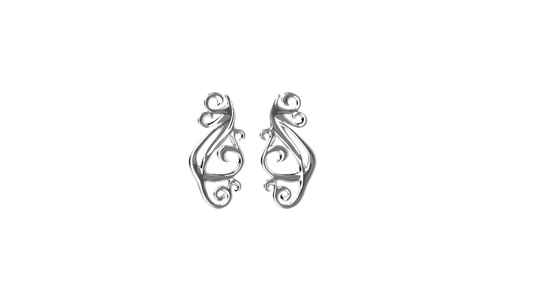 "silver ornament chandelier pin earrings"