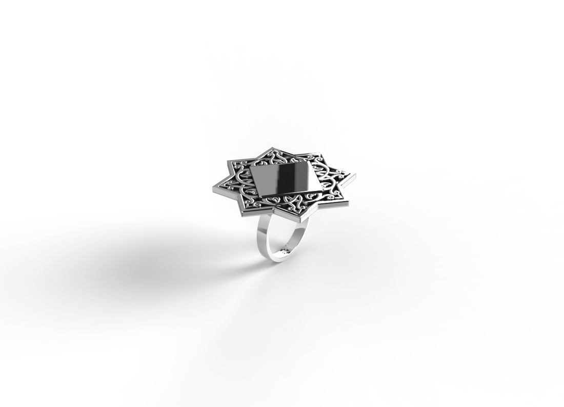 "Silver geometry ornament armenian ring"