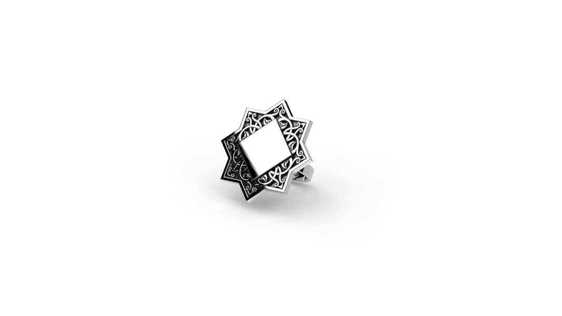 "Silver geometry ornament armenian ring"