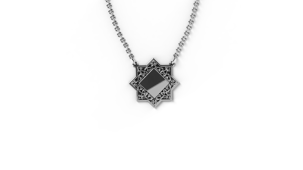 "Silver geometry ornament armenian necklace"