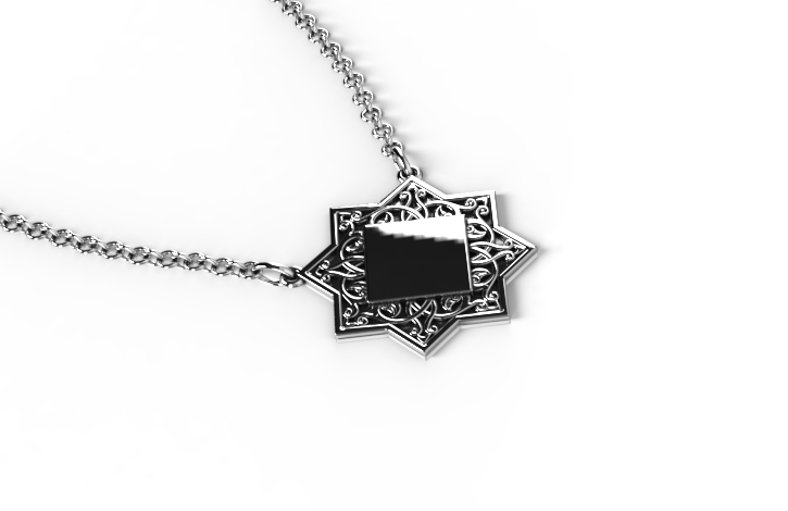 "Silver geometry ornament armenian necklace"