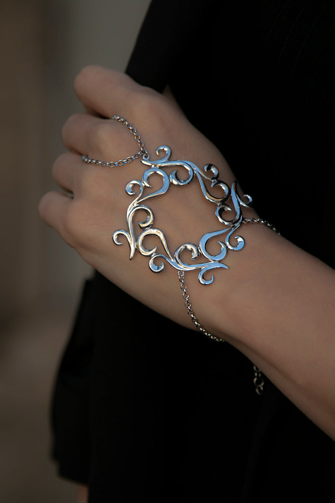 "SIlver slave bracelet hand chain"