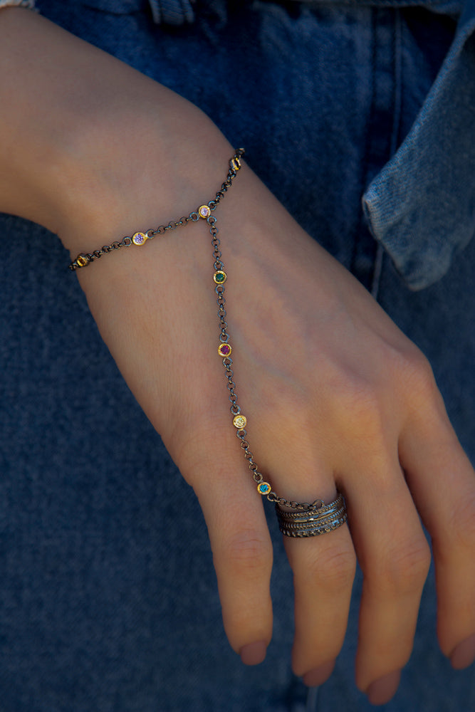 "Silver hand chain slave bracelet"